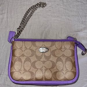 Coach Purple and Khaki Wristlet